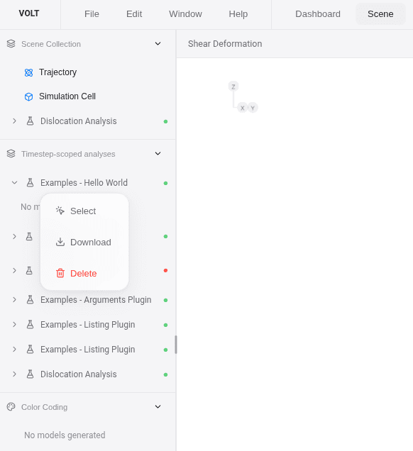 Executed plugin right click menu