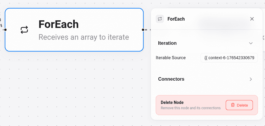 ForEach node configuration